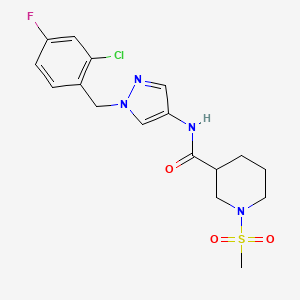 molecular formula C17H20ClFN4O3S B4817954 N-[1-(2-chloro-4-fluorobenzyl)-1H-pyrazol-4-yl]-1-(methylsulfonyl)-3-piperidinecarboxamide 