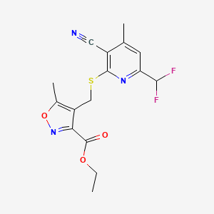 molecular formula C16H15F2N3O3S B4818024 ethyl 4-({[3-cyano-6-(difluoromethyl)-4-methyl-2-pyridinyl]thio}methyl)-5-methyl-3-isoxazolecarboxylate 