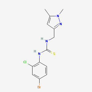 molecular formula C13H14BrClN4S B4818031 N-(4-bromo-2-chlorophenyl)-N'-[(1,5-dimethyl-1H-pyrazol-3-yl)methyl]thiourea 