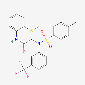 molecular formula C23H21F3N2O3S2 B4818076 N~2~-[(4-methylphenyl)sulfonyl]-N~1~-[2-(methylthio)phenyl]-N~2~-[3-(trifluoromethyl)phenyl]glycinamide 