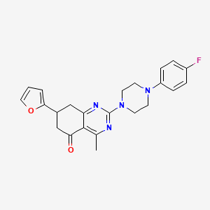 molecular formula C23H23FN4O2 B4818112 2-[4-(4-fluorophenyl)-1-piperazinyl]-7-(2-furyl)-4-methyl-7,8-dihydro-5(6H)-quinazolinone 