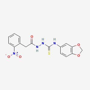 molecular formula C16H14N4O5S B4818176 N-1,3-benzodioxol-5-yl-2-[(2-nitrophenyl)acetyl]hydrazinecarbothioamide 