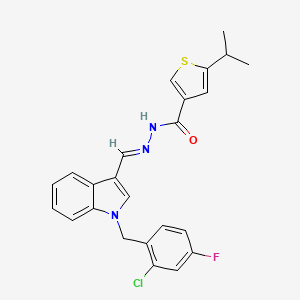 molecular formula C24H21ClFN3OS B4818209 N'-{[1-(2-chloro-4-fluorobenzyl)-1H-indol-3-yl]methylene}-5-isopropyl-3-thiophenecarbohydrazide 