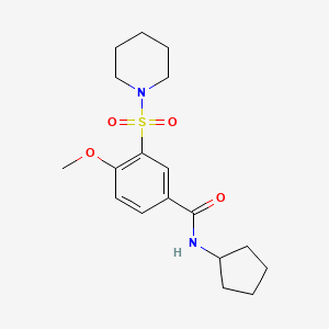 molecular formula C18H26N2O4S B4818212 N-cyclopentyl-4-methoxy-3-(1-piperidinylsulfonyl)benzamide 