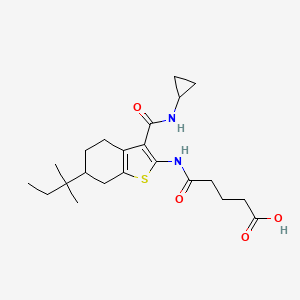 molecular formula C22H32N2O4S B4818238 5-{[3-[(cyclopropylamino)carbonyl]-6-(1,1-dimethylpropyl)-4,5,6,7-tetrahydro-1-benzothien-2-yl]amino}-5-oxopentanoic acid 