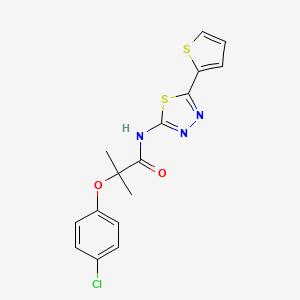 molecular formula C16H14ClN3O2S2 B4818332 2-(4-chlorophenoxy)-2-methyl-N-[5-(2-thienyl)-1,3,4-thiadiazol-2-yl]propanamide 