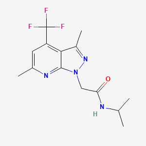molecular formula C14H17F3N4O B4818349 2-[3,6-dimethyl-4-(trifluoromethyl)-1H-pyrazolo[3,4-b]pyridin-1-yl]-N-isopropylacetamide 