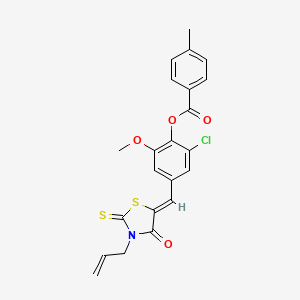 molecular formula C22H18ClNO4S2 B4818372 4-[(3-allyl-4-oxo-2-thioxo-1,3-thiazolidin-5-ylidene)methyl]-2-chloro-6-methoxyphenyl 4-methylbenzoate 