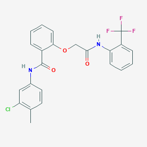 molecular formula C23H18ClF3N2O3 B4818412 N-(3-chloro-4-methylphenyl)-2-(2-oxo-2-{[2-(trifluoromethyl)phenyl]amino}ethoxy)benzamide 