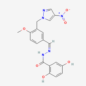 molecular formula C19H17N5O6 B4818430 2,5-dihydroxy-N'-{4-methoxy-3-[(4-nitro-1H-pyrazol-1-yl)methyl]benzylidene}benzohydrazide 