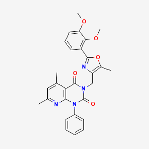 molecular formula C28H26N4O5 B4818439 3-{[2-(2,3-dimethoxyphenyl)-5-methyl-1,3-oxazol-4-yl]methyl}-5,7-dimethyl-1-phenylpyrido[2,3-d]pyrimidine-2,4(1H,3H)-dione 