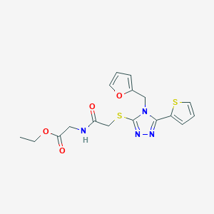 molecular formula C17H18N4O4S2 B4818487 ethyl N-({[4-(2-furylmethyl)-5-(2-thienyl)-4H-1,2,4-triazol-3-yl]thio}acetyl)glycinate 