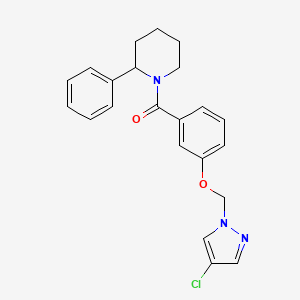 molecular formula C22H22ClN3O2 B4818488 1-{3-[(4-chloro-1H-pyrazol-1-yl)methoxy]benzoyl}-2-phenylpiperidine 