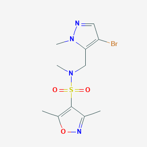 molecular formula C11H15BrN4O3S B4818495 N-[(4-bromo-1-methyl-1H-pyrazol-5-yl)methyl]-N,3,5-trimethyl-4-isoxazolesulfonamide 
