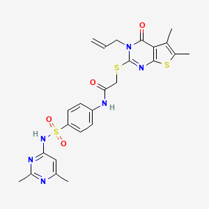molecular formula C25H26N6O4S3 B4818512 2-[(3-allyl-5,6-dimethyl-4-oxo-3,4-dihydrothieno[2,3-d]pyrimidin-2-yl)thio]-N-(4-{[(2,6-dimethyl-4-pyrimidinyl)amino]sulfonyl}phenyl)acetamide 