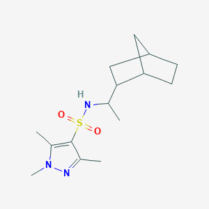 molecular formula C15H25N3O2S B4818519 N-(1-bicyclo[2.2.1]hept-2-ylethyl)-1,3,5-trimethyl-1H-pyrazole-4-sulfonamide 