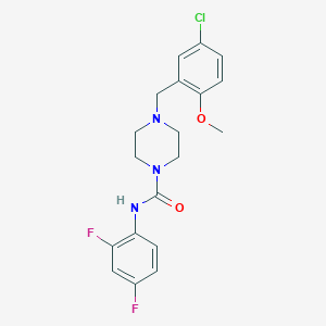 molecular formula C19H20ClF2N3O2 B4818520 4-(5-chloro-2-methoxybenzyl)-N-(2,4-difluorophenyl)-1-piperazinecarboxamide 