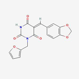 5-(1,3-benzodioxol-5-ylmethylene)-1-(2-furylmethyl)-2,4,6(1H,3H,5H)-pyrimidinetrione