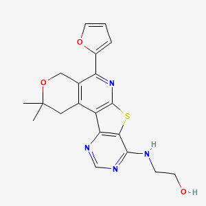 molecular formula C20H20N4O3S B4818657 2-{[5-(2-furyl)-2,2-dimethyl-1,4-dihydro-2H-pyrano[4'',3'':4',5']pyrido[3',2':4,5]thieno[3,2-d]pyrimidin-8-yl]amino}ethanol 