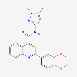 molecular formula C23H20N4O3 B4818662 2-(2,3-dihydro-1,4-benzodioxin-6-yl)-N-(1,5-dimethyl-1H-pyrazol-3-yl)-4-quinolinecarboxamide 