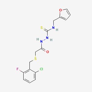 molecular formula C15H15ClFN3O2S2 B4818670 2-{[(2-chloro-6-fluorobenzyl)thio]acetyl}-N-(2-furylmethyl)hydrazinecarbothioamide 