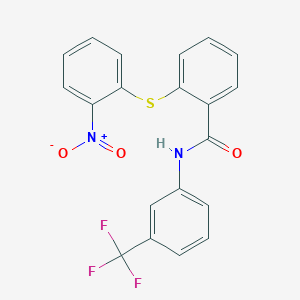 molecular formula C20H13F3N2O3S B4818676 2-[(2-nitrophenyl)thio]-N-[3-(trifluoromethyl)phenyl]benzamide 