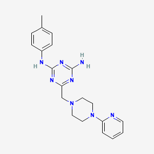 molecular formula C20H24N8 B4818704 N-(4-methylphenyl)-6-{[4-(2-pyridinyl)-1-piperazinyl]methyl}-1,3,5-triazine-2,4-diamine 