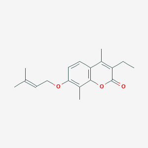 molecular formula C18H22O3 B4818744 3-ethyl-4,8-dimethyl-7-[(3-methyl-2-buten-1-yl)oxy]-2H-chromen-2-one 