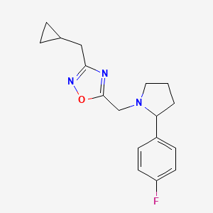 molecular formula C17H20FN3O B4818782 3-(cyclopropylmethyl)-5-{[2-(4-fluorophenyl)-1-pyrrolidinyl]methyl}-1,2,4-oxadiazole 