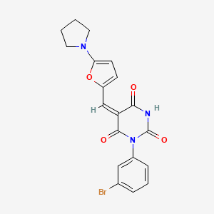 molecular formula C19H16BrN3O4 B4818793 1-(3-bromophenyl)-5-{[5-(1-pyrrolidinyl)-2-furyl]methylene}-2,4,6(1H,3H,5H)-pyrimidinetrione 