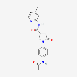 molecular formula C19H20N4O3 B4818937 1-[4-(acetylamino)phenyl]-N-(4-methyl-2-pyridinyl)-5-oxo-3-pyrrolidinecarboxamide 