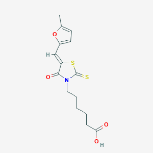 molecular formula C15H17NO4S2 B4818941 6-{5-[(5-methyl-2-furyl)methylene]-4-oxo-2-thioxo-1,3-thiazolidin-3-yl}hexanoic acid 