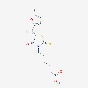 6-{5-[(5-methyl-2-furyl)methylene]-4-oxo-2-thioxo-1,3-thiazolidin-3-yl}hexanoic acid