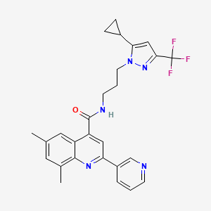 molecular formula C27H26F3N5O B4818953 N-{3-[5-cyclopropyl-3-(trifluoromethyl)-1H-pyrazol-1-yl]propyl}-6,8-dimethyl-2-(3-pyridinyl)-4-quinolinecarboxamide 