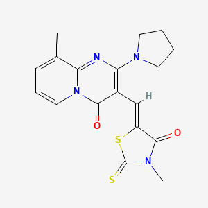 molecular formula C18H18N4O2S2 B4818963 9-methyl-3-[(3-methyl-4-oxo-2-thioxo-1,3-thiazolidin-5-ylidene)methyl]-2-(1-pyrrolidinyl)-4H-pyrido[1,2-a]pyrimidin-4-one 