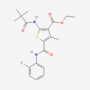 molecular formula C20H23FN2O4S B4818968 Ethyl 2-(2,2-dimethylpropanamido)-5-[(2-fluorophenyl)carbamoyl]-4-methylthiophene-3-carboxylate 