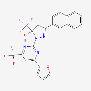 molecular formula C23H14F6N4O2 B4818994 1-[4-(2-furyl)-6-(trifluoromethyl)-2-pyrimidinyl]-3-(2-naphthyl)-5-(trifluoromethyl)-4,5-dihydro-1H-pyrazol-5-ol 