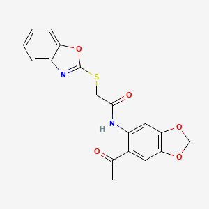 N-(6-acetyl-1,3-benzodioxol-5-yl)-2-(1,3-benzoxazol-2-ylthio)acetamide