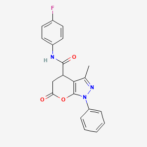 molecular formula C20H16FN3O3 B4819043 N-(4-fluorophenyl)-3-methyl-6-oxo-1-phenyl-1,4,5,6-tetrahydropyrano[2,3-c]pyrazole-4-carboxamide 