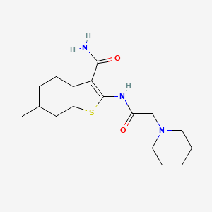 molecular formula C18H27N3O2S B4819062 6-Methyl-2-{[(2-methylpiperidin-1-yl)acetyl]amino}-4,5,6,7-tetrahydro-1-benzothiophene-3-carboxamide 