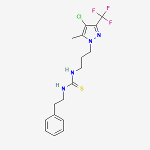 molecular formula C17H20ClF3N4S B4819075 N-{3-[4-chloro-5-methyl-3-(trifluoromethyl)-1H-pyrazol-1-yl]propyl}-N'-(2-phenylethyl)thiourea 