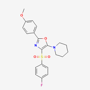 molecular formula C21H21FN2O4S B4819079 1-[4-[(4-fluorophenyl)sulfonyl]-2-(4-methoxyphenyl)-1,3-oxazol-5-yl]piperidine 