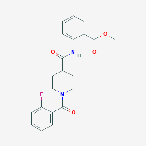 molecular formula C21H21FN2O4 B4819092 methyl 2-({[1-(2-fluorobenzoyl)-4-piperidinyl]carbonyl}amino)benzoate 