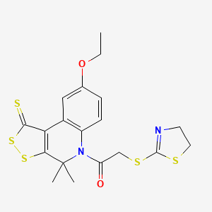 molecular formula C19H20N2O2S5 B4819104 5-[(4,5-dihydro-1,3-thiazol-2-ylthio)acetyl]-8-ethoxy-4,4-dimethyl-4,5-dihydro-1H-[1,2]dithiolo[3,4-c]quinoline-1-thione 
