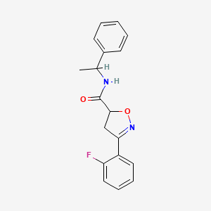molecular formula C18H17FN2O2 B4819194 3-(2-fluorophenyl)-N-(1-phenylethyl)-4,5-dihydro-5-isoxazolecarboxamide 
