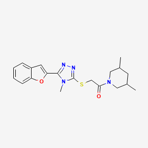 molecular formula C20H24N4O2S B4819208 1-({[5-(1-benzofuran-2-yl)-4-methyl-4H-1,2,4-triazol-3-yl]thio}acetyl)-3,5-dimethylpiperidine 
