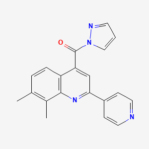 molecular formula C20H16N4O B4819239 7,8-dimethyl-4-(1H-pyrazol-1-ylcarbonyl)-2-(4-pyridinyl)quinoline 