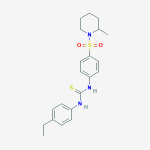 molecular formula C21H27N3O2S2 B4819279 N-(4-ethylphenyl)-N'-{4-[(2-methyl-1-piperidinyl)sulfonyl]phenyl}thiourea 