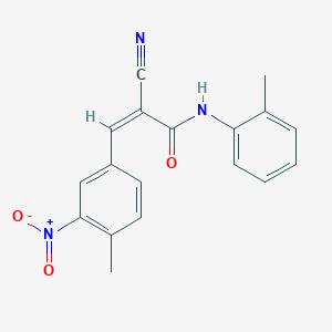 molecular formula C18H15N3O3 B4819331 2-cyano-3-(4-methyl-3-nitrophenyl)-N-(2-methylphenyl)acrylamide 