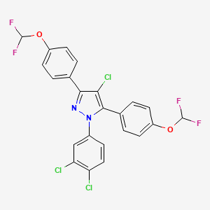 molecular formula C23H13Cl3F4N2O2 B4819340 4-chloro-1-(3,4-dichlorophenyl)-3,5-bis[4-(difluoromethoxy)phenyl]-1H-pyrazole 